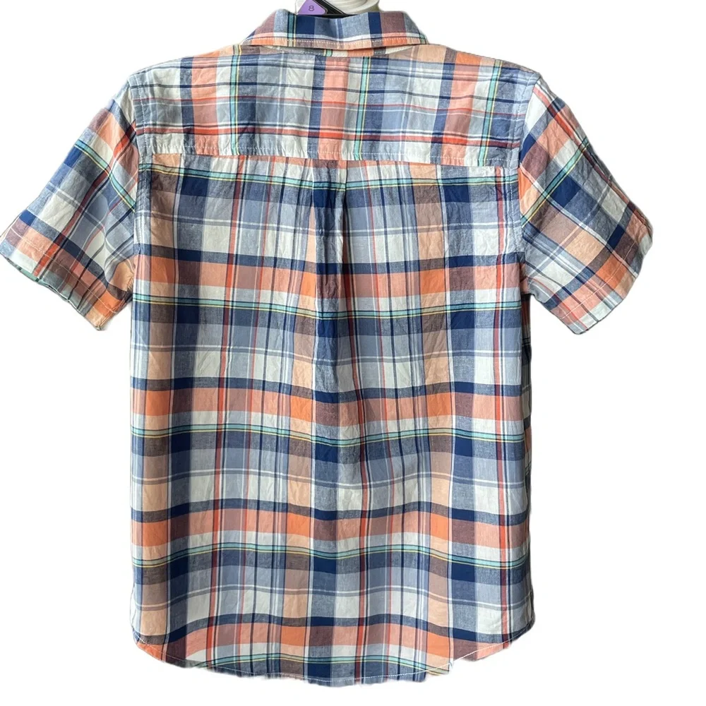 The Children’s Place Orange and Blue Plaid Buttondown Shirt